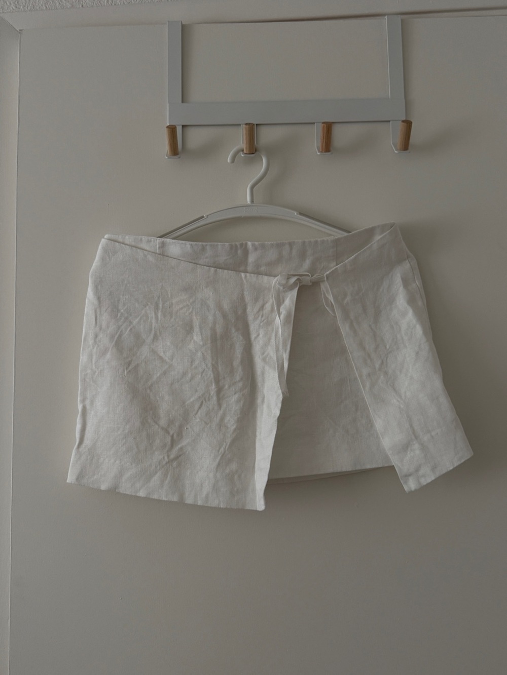Mango White Linen Wrap Skort with Front Tie
